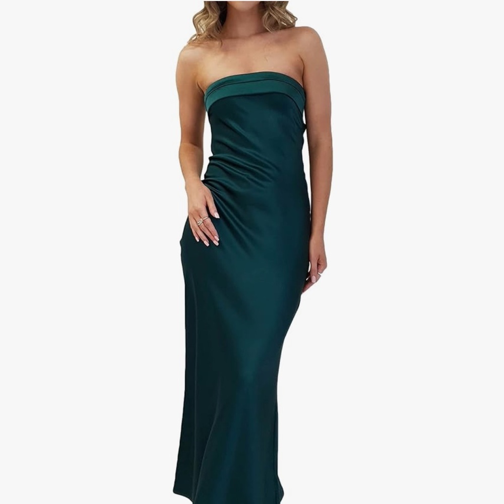 Satin Strapless Teal Dress size medium